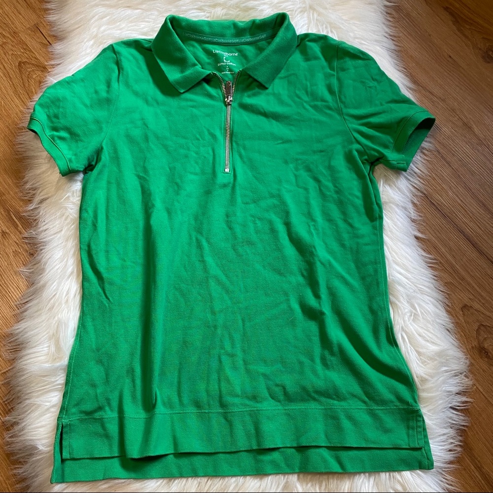 💖  LIZ CLAIBORNE KELLY GREEN GOLF POLO SHIRT